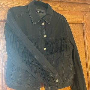 Express fringe Jean jacket boxy